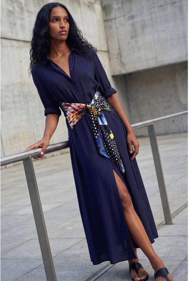 Desigual blousejurk donkerblauw - Foto 3