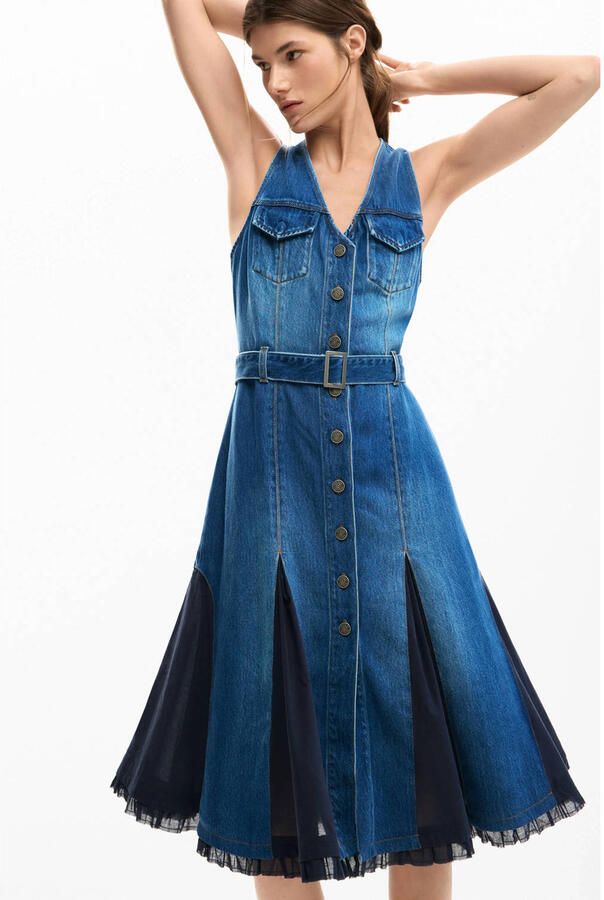 Desigual blousejurk medium blue denim
