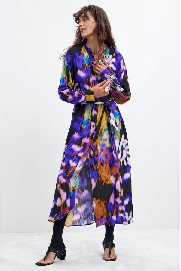 Desigual blousejurk met ceintuur en print meerkleurig - Foto 2