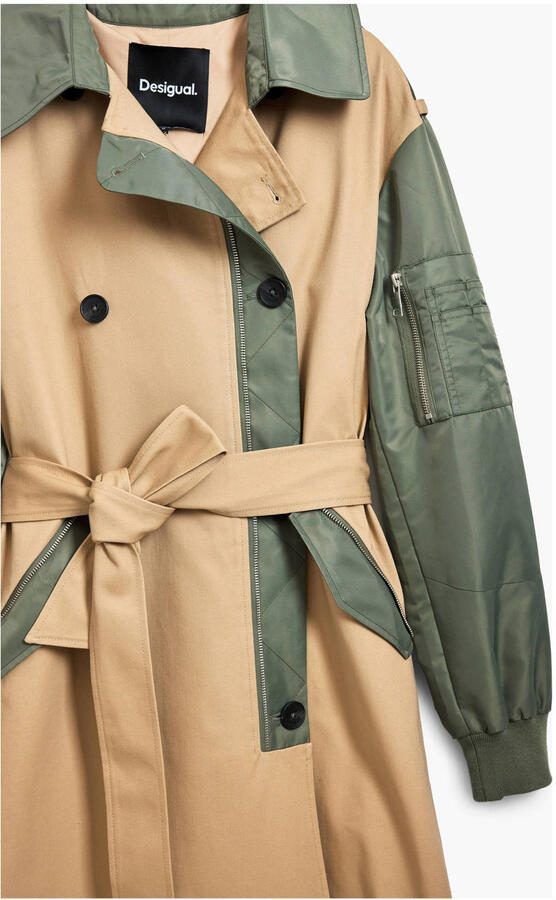 Desigual trenchcoat met bombermouwen beige - Foto 2