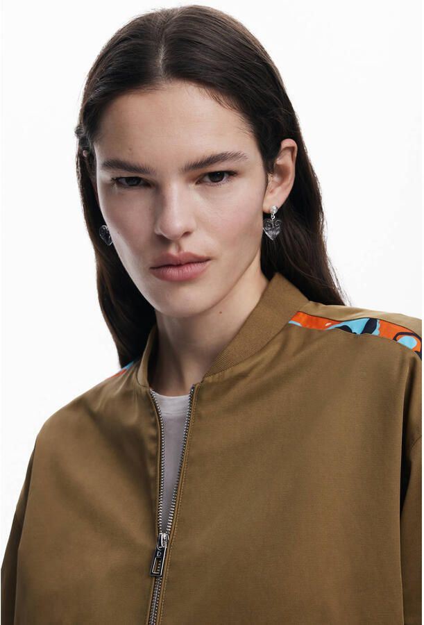 Desigual Print Mandarin Kraag Rits Jas Vrouwen Brown Dames - Foto 2