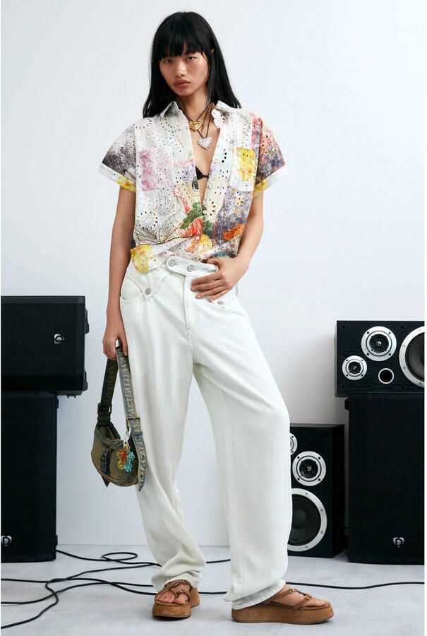 Desigual broderie blouse met print meerkleurig - Foto 2