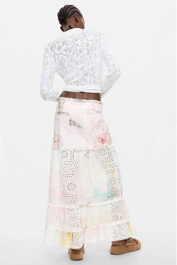 Desigual broderie midi rok met print Plus Size meerkleurig - Foto 2