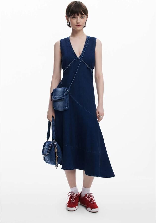 Desigual denim A-lijn jurk dark blue denim