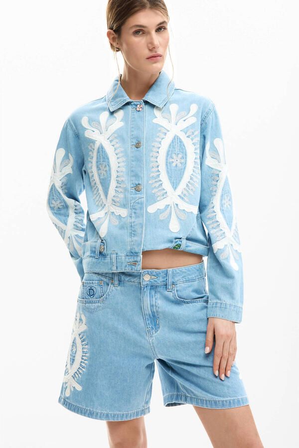 Desigual denim baggy high waist short medium blue denim - Foto 3