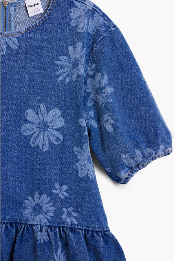 Desigual denim gebloemde A-lijn jurk medium blue denim - Foto 2