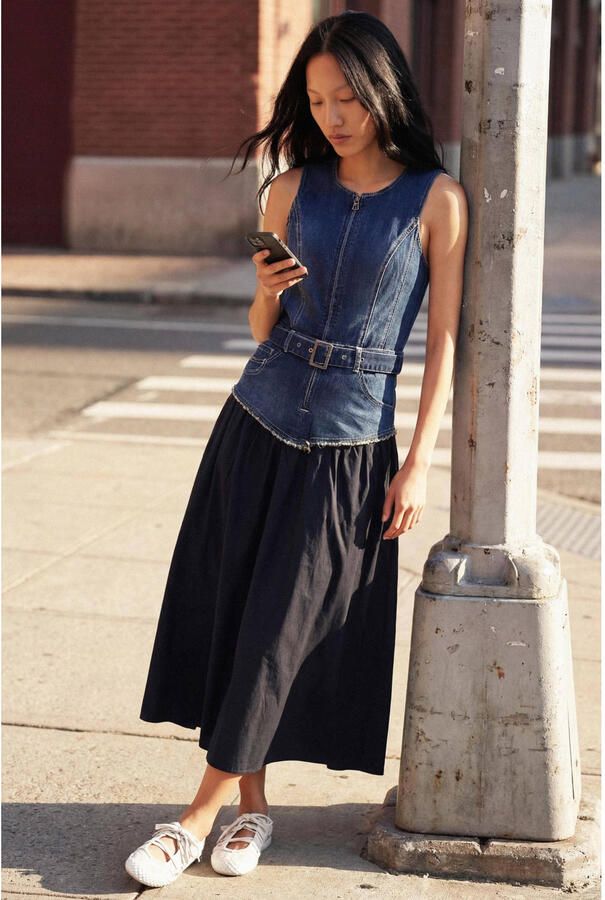 Desigual denim midi jurk medium blue denim - Foto 2