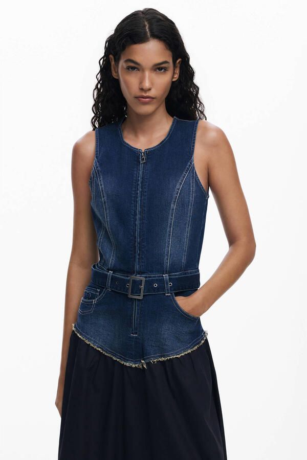 Desigual denim midi jurk medium blue denim