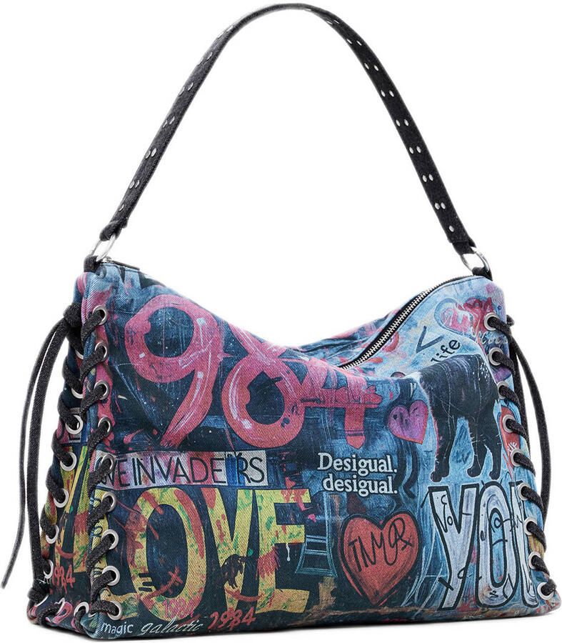Desigual denim schoudertas blauw