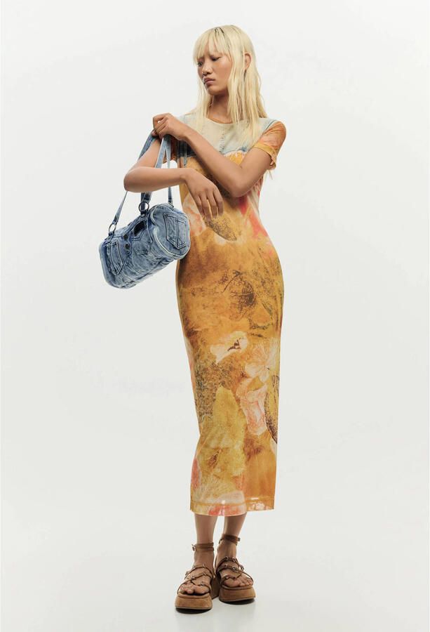 Desigual denim schoudertas blauw
