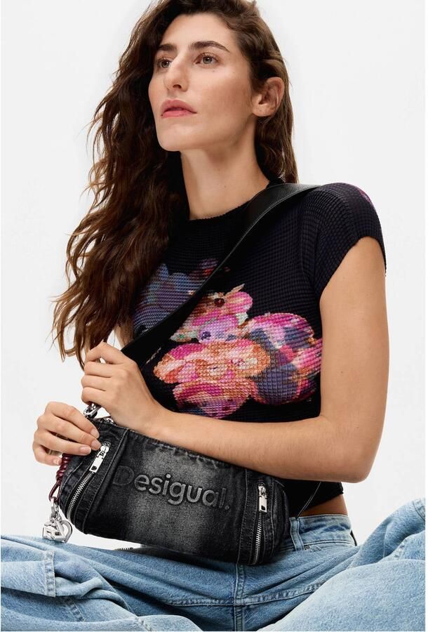 Desigual denim schoudertas grijs