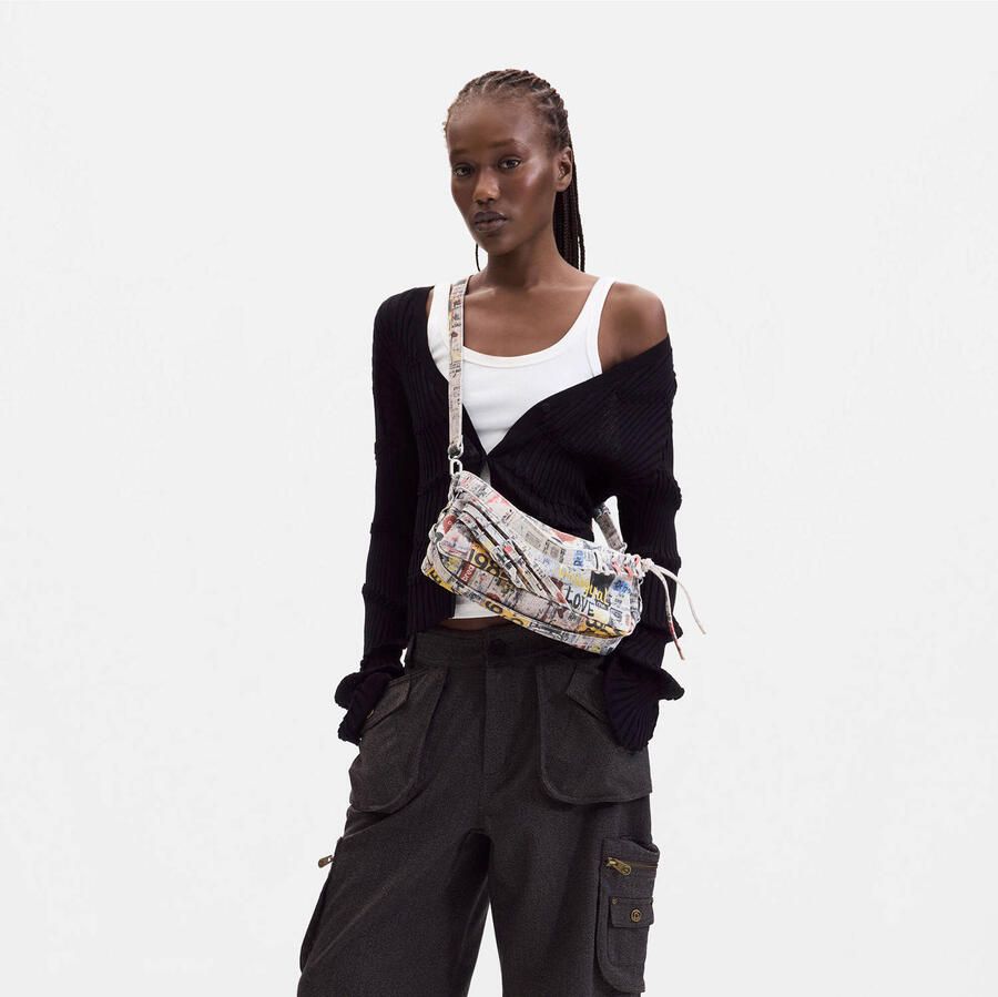Desigual denim schoudertas met print multi