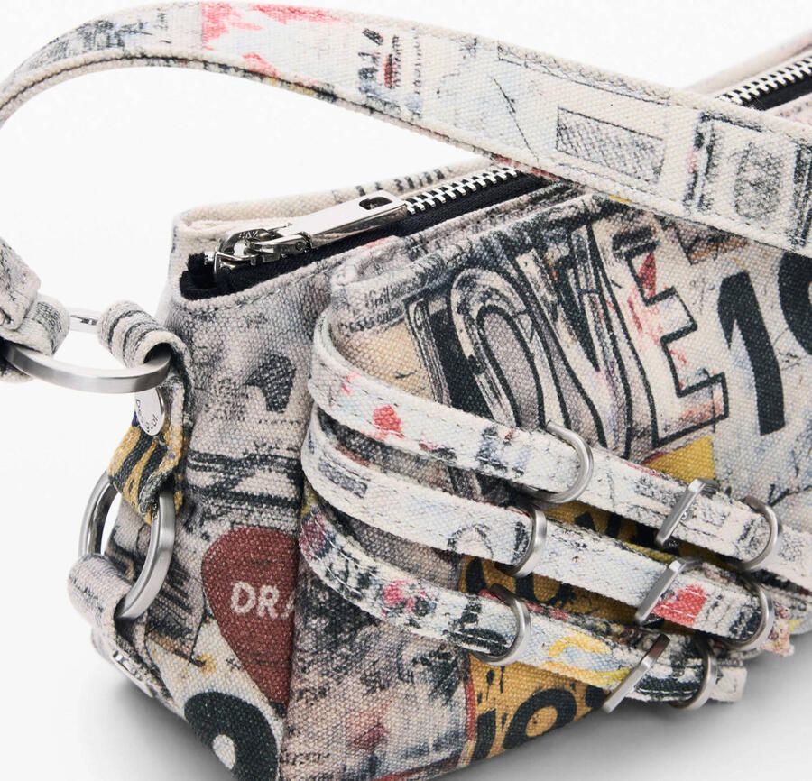 Desigual denim schoudertas met print multi - Foto 3