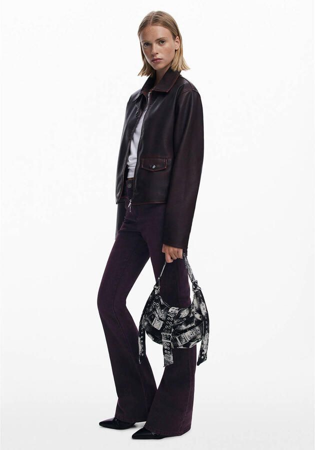 Desigual denim schoudertas zwart grijs