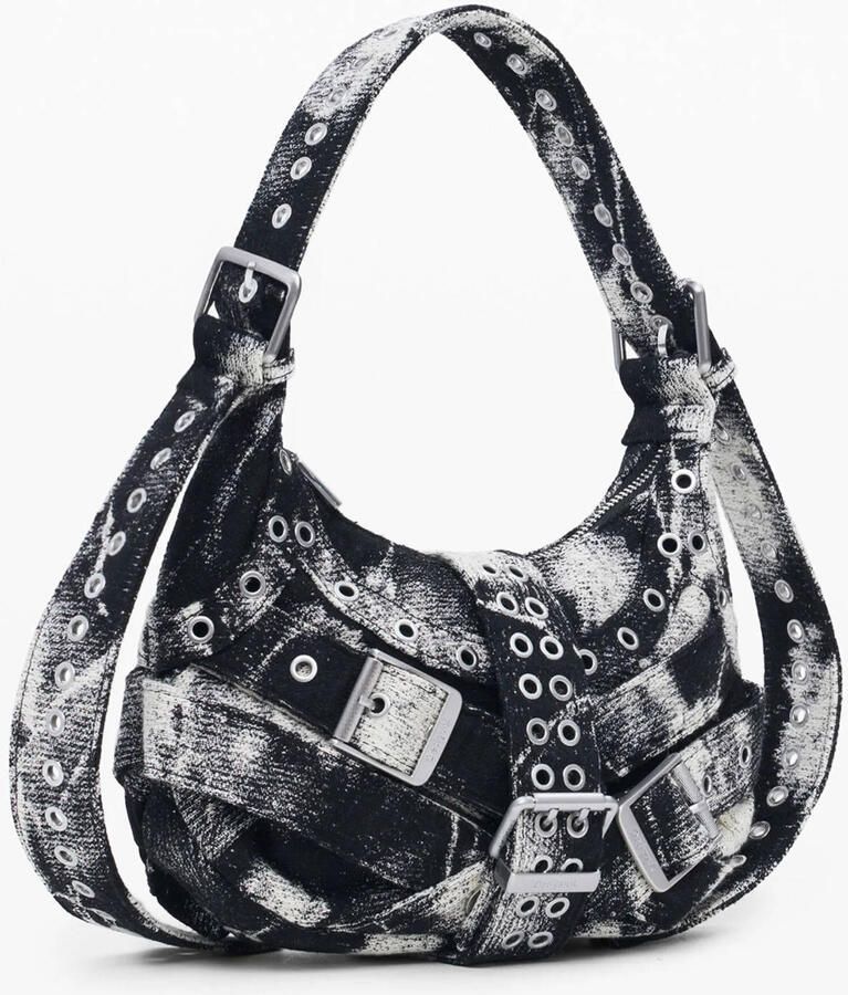 Desigual denim schoudertas zwart grijs - Foto 2