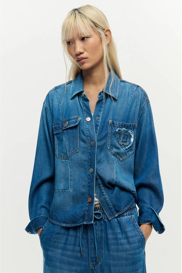 Desigual denim spijkerjas mediumblauw