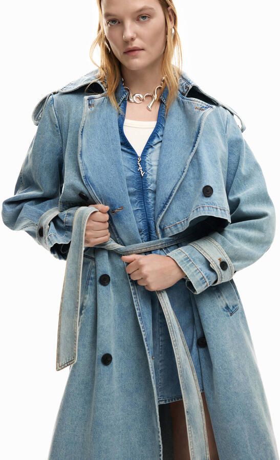 Desigual denim trenchcoat light blue denim - Foto 2
