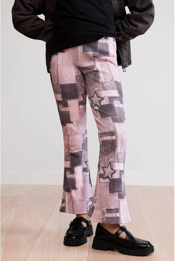 Desigual flared broek met print roze
