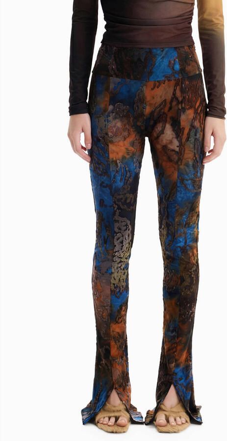 Desigual flared jacquard broek met print meerkleurig