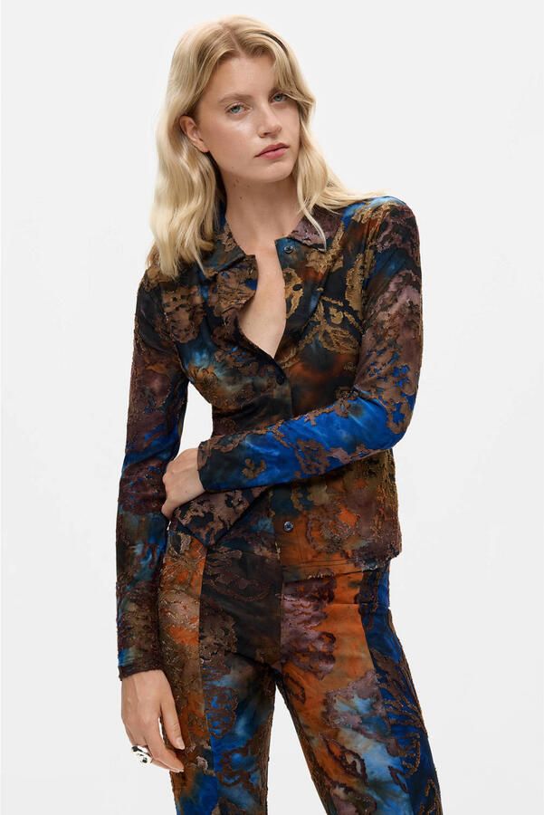 Desigual flared jacquard broek met print meerkleurig - Foto 2