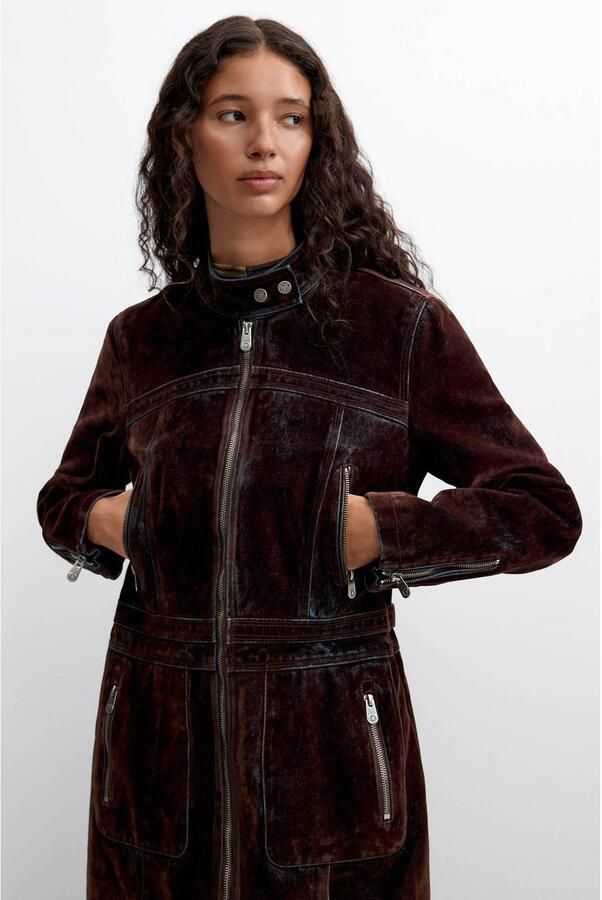 Desigual fluwelen tussenjas donkerbruin