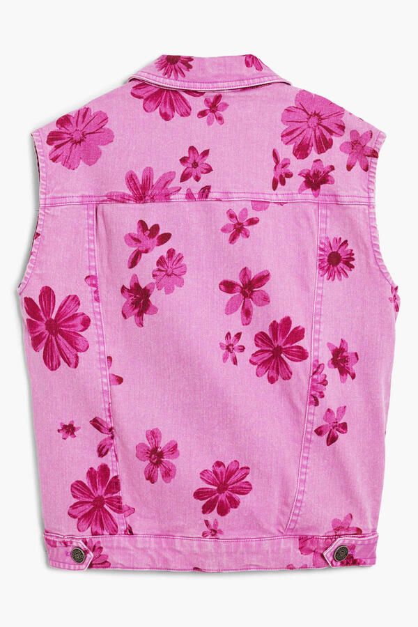 Desigual gebloemd gilet roze - Foto 3