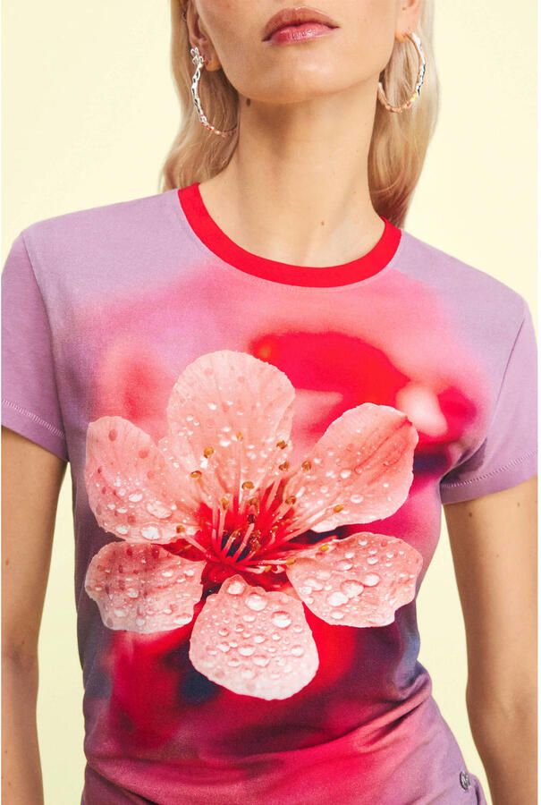 Desigual gebloemd T-shirt roze