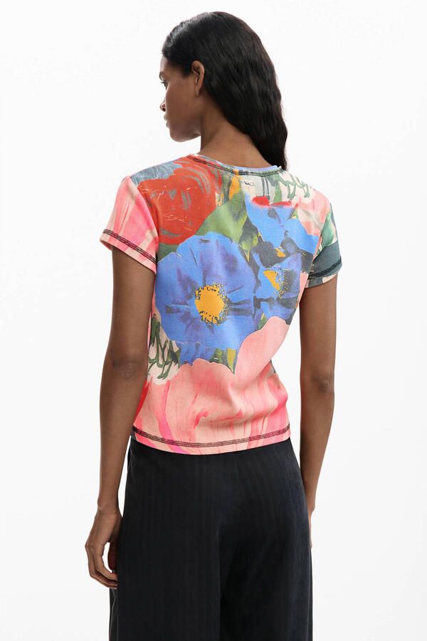 Desigual gebloemd T-shirt roze - Foto 3