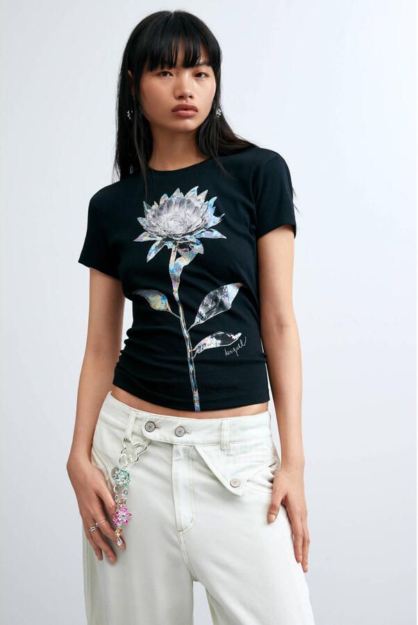 Desigual gebloemd T-shirt zwart