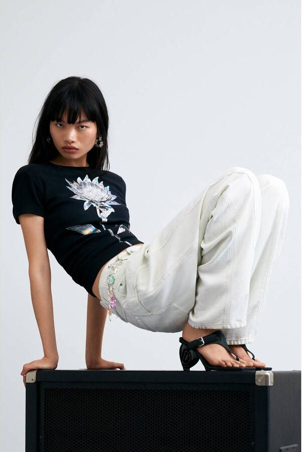 Desigual gebloemd T-shirt zwart - Foto 2