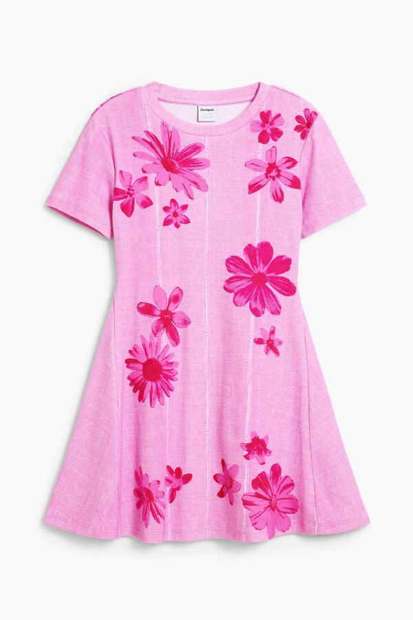 Desigual gebloemde A-lijn jurk roze