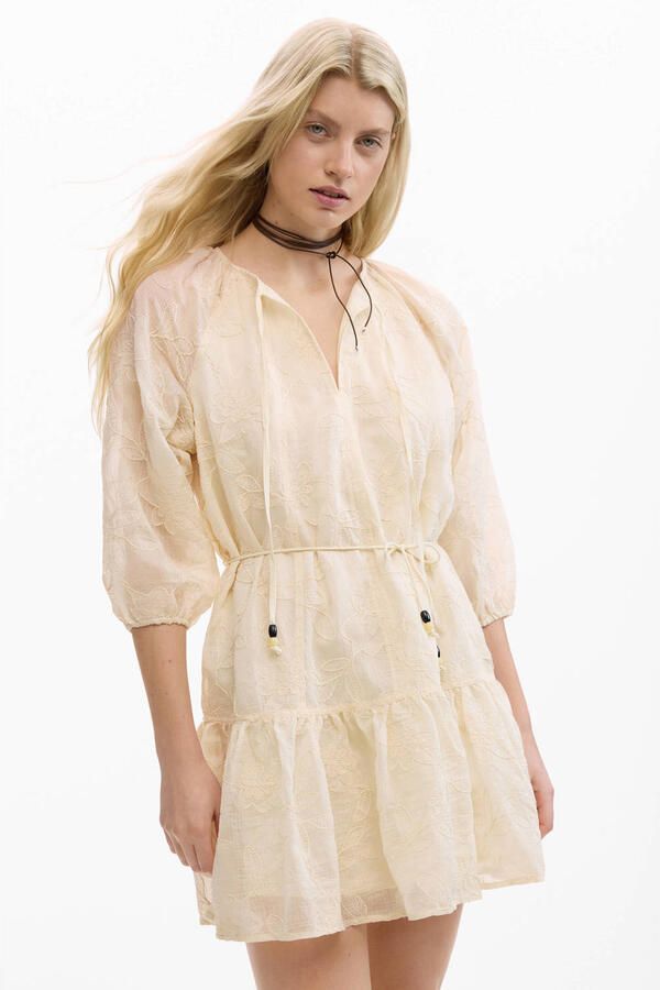 Desigual gebloemde blousejurk beige