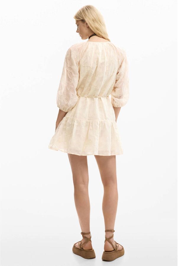 Desigual gebloemde blousejurk beige - Foto 2
