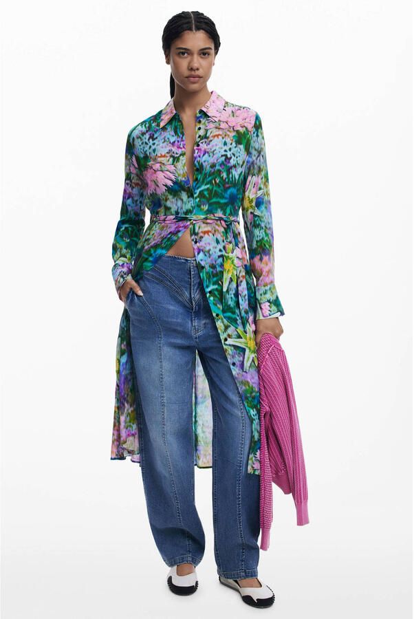 Desigual gebloemde blousejurk groen