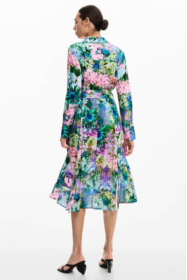 Desigual gebloemde blousejurk groen - Foto 2