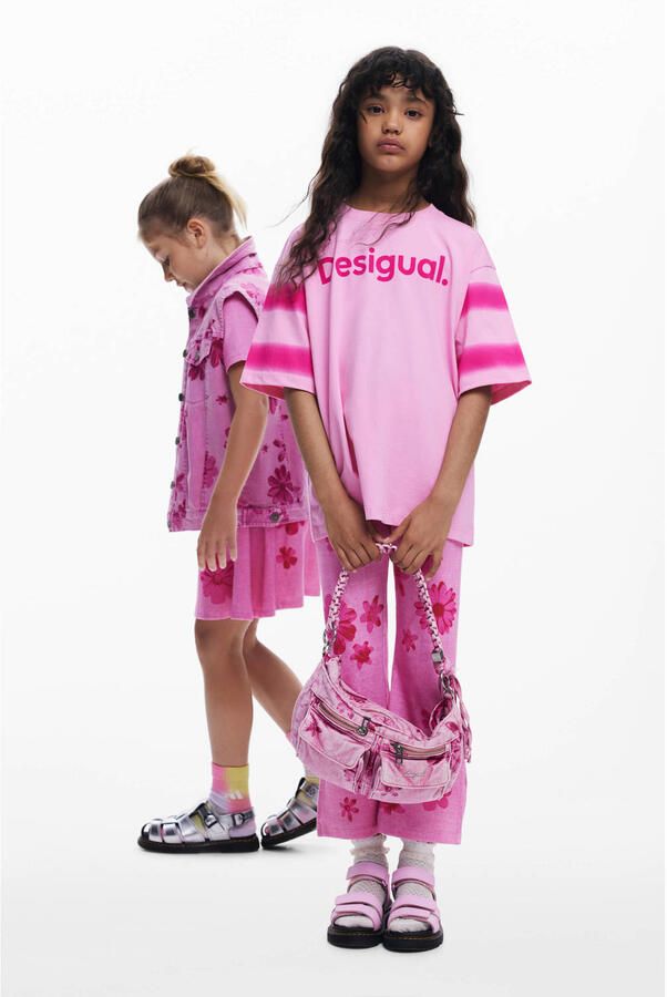 Desigual gebloemde casual broek roze - Foto 2