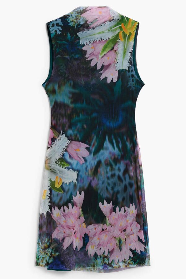 Desigual gebloemde cocktailjurk donkergroen - Foto 3