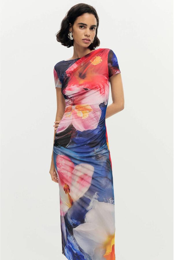 Desigual gebloemde maxi jurk blauw
