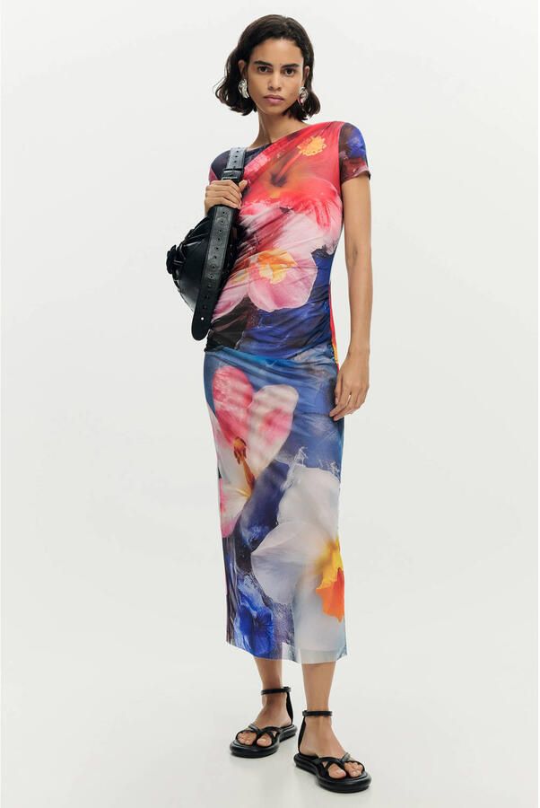 Desigual gebloemde maxi jurk blauw - Foto 3