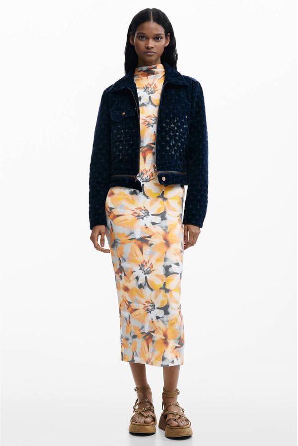 Desigual gebloemde midi jurk oranje - Foto 2
