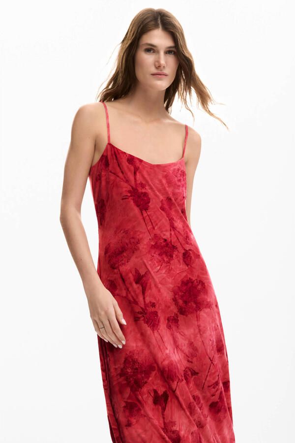 Desigual gebloemde midi jurk rood