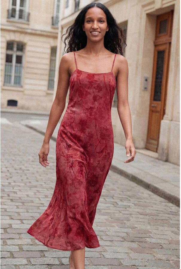 Desigual gebloemde midi jurk rood - Foto 2