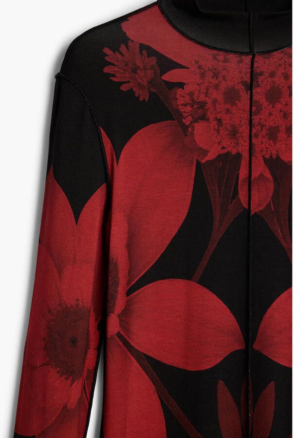Desigual gebloemde midi jurk rood zwart - Foto 2