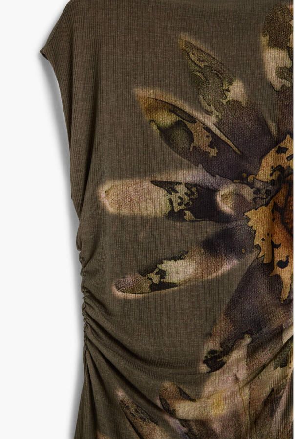 Desigual gebloemde midi zomerjurk grijsgroen - Foto 2