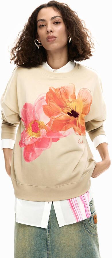 Desigual gebloemde sweater ecru