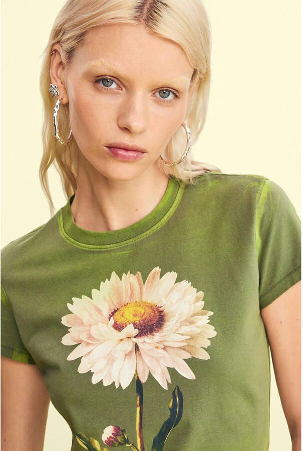 Desigual gebloemde T-shirt groen - Foto 3