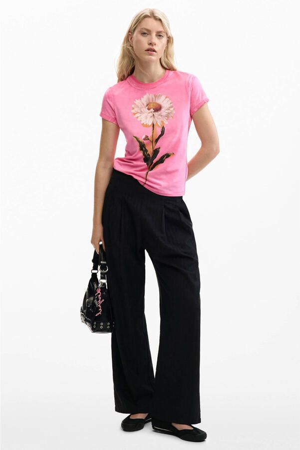 Desigual gebloemde T-shirt roze - Foto 2