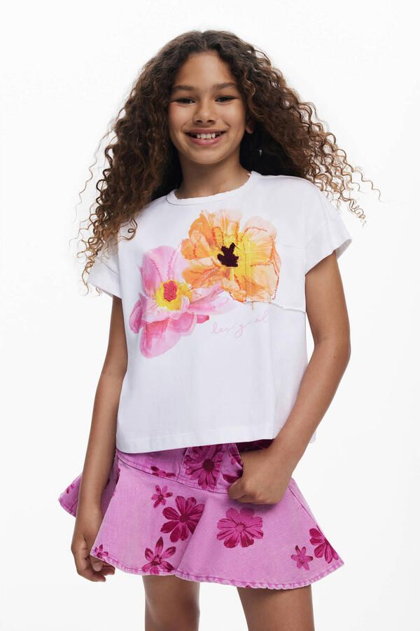 Desigual gebloemde T-shirt wit