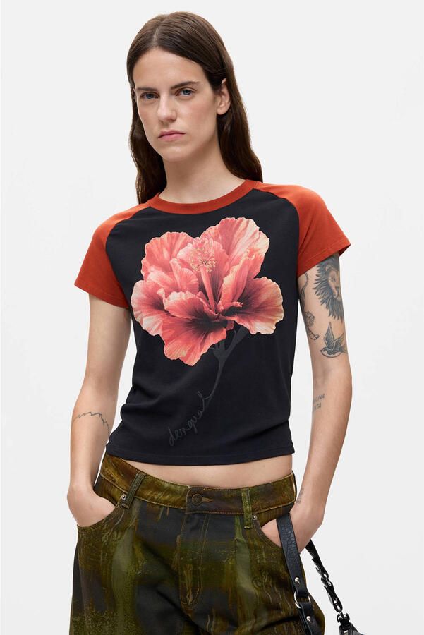 Desigual gebloemde T-shirt zwart