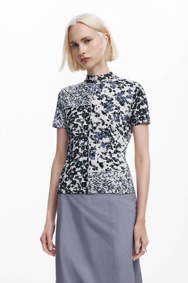 Desigual gebloemde top ecru zwart - Foto 3